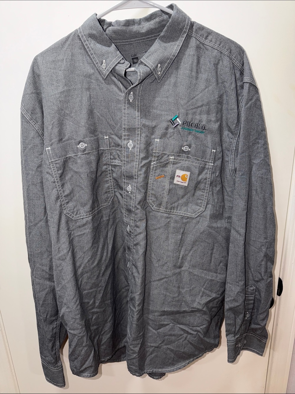 Carhartt Men’s Button-Down Work Shirt — Gray